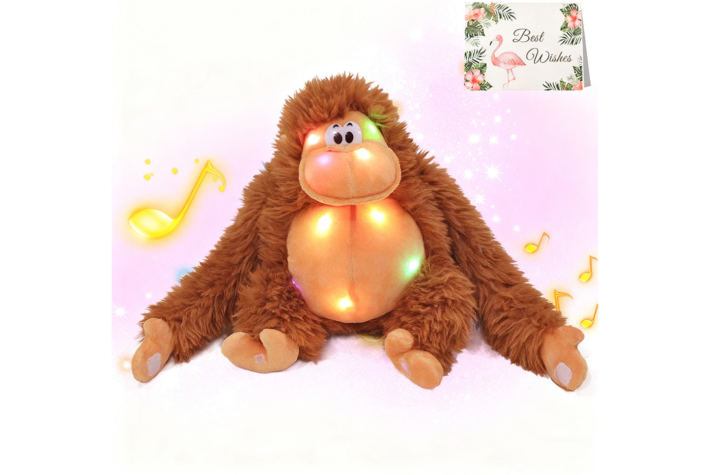 Multi-Color Musical Light-Up Gorilla Plush Toy