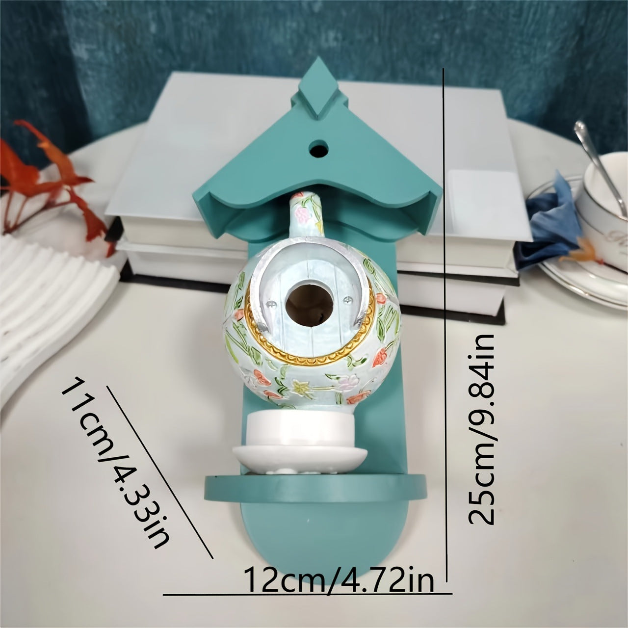 **Teacup Birdhouse and Feeder for Patio Decoration**