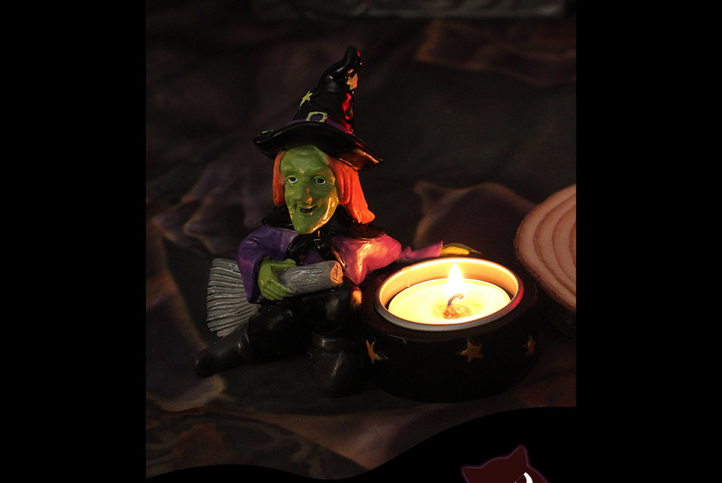 *Halloween Scary Witch Skull Candle Holder - Halloween Party Tabletop Decoration*