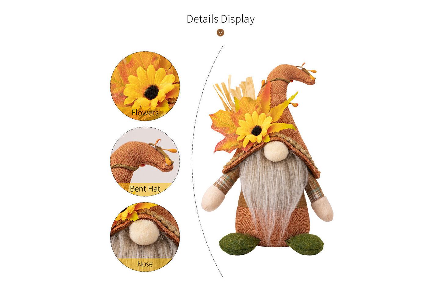 Thanksgiving Decorations, Standing Faceless Doll Gnome Figurine