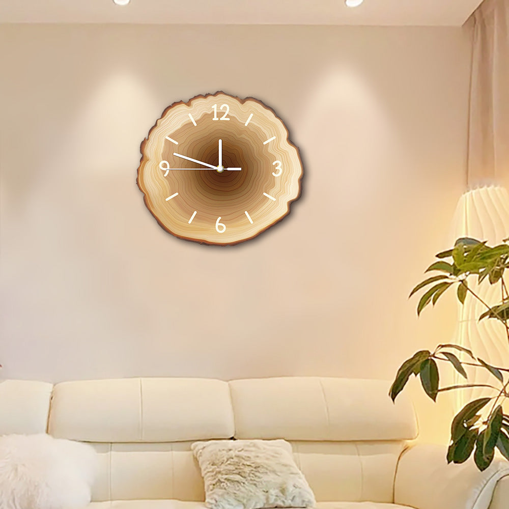 # Silent Quartz Wall Clock with Wood Grain Tree Grain Pattern
