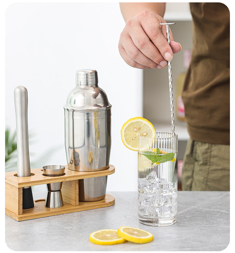 Stainless Steel Bamboo Shaker Set | 4-Piece Set