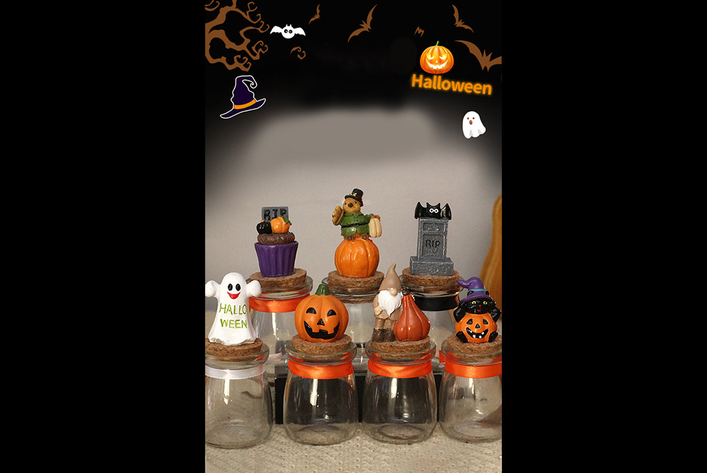 **Cute Ghost Pumpkin Resin Candy Jar Ornament**