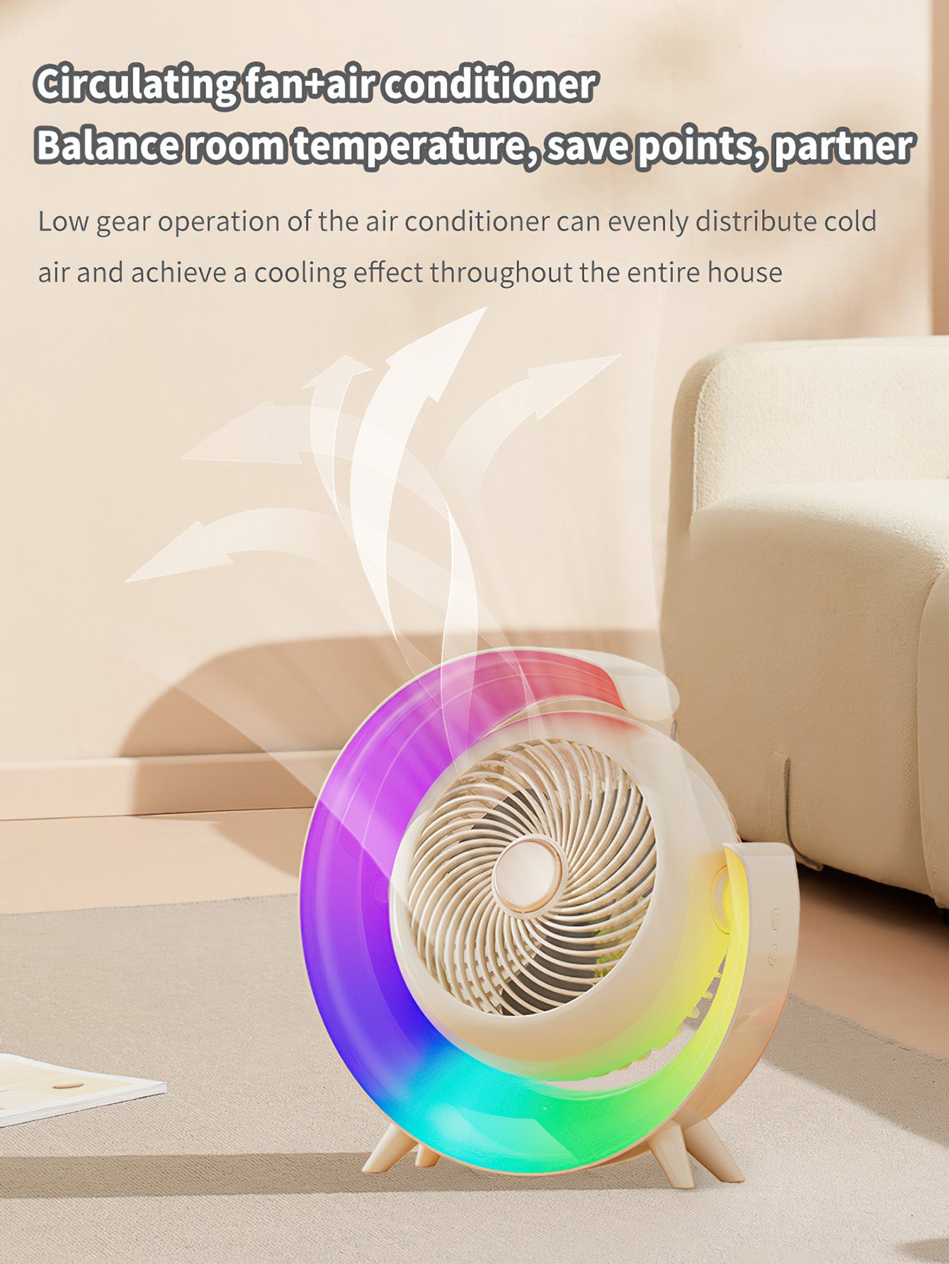 Portable USB Desktop Fan with Ambient Light - 2 Styles and 4 Colours