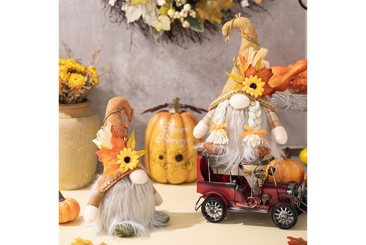 Rudolph Gnomes with Sunflower Hat and Lights