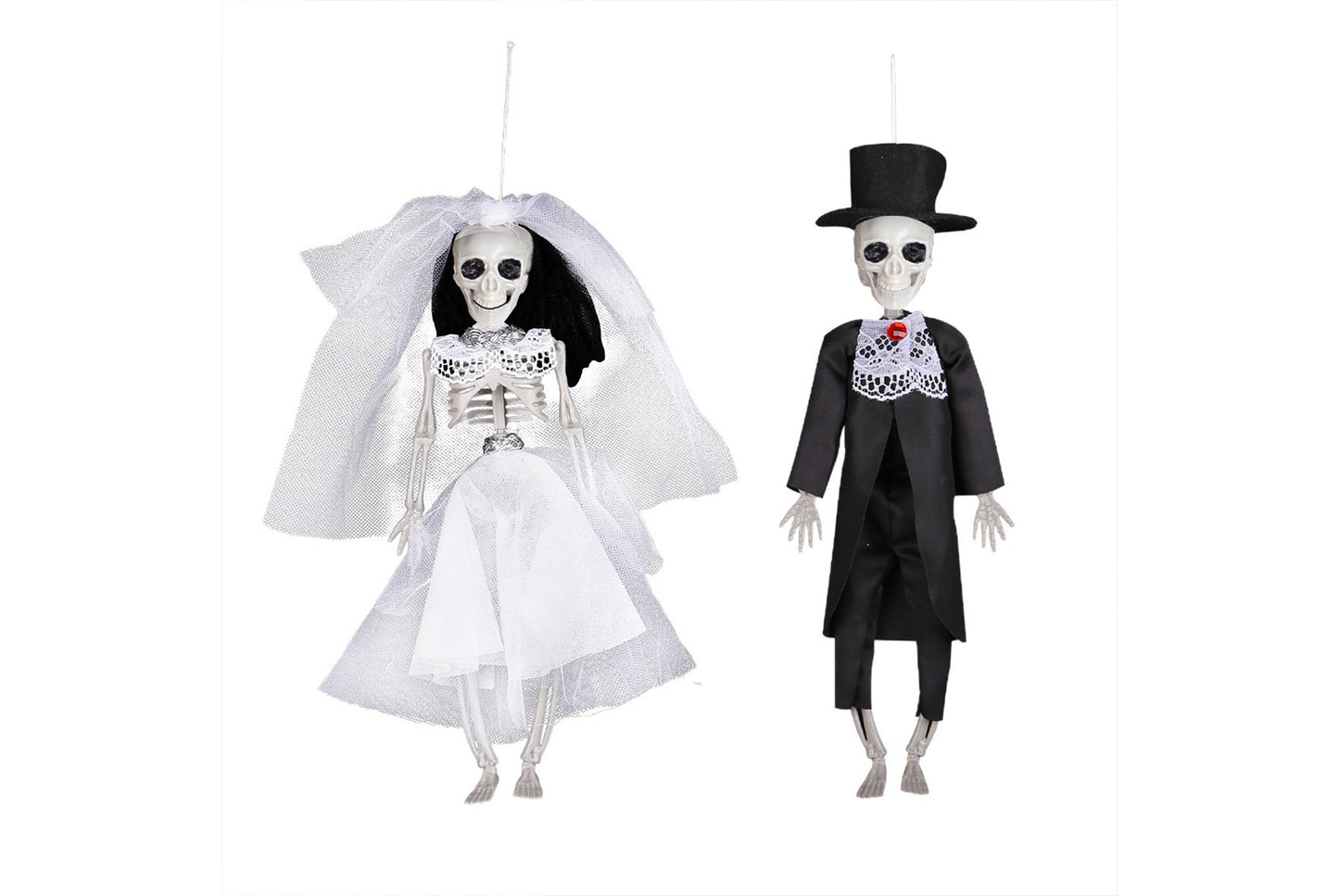 **Haunted House Halloween Skeleton Bride and Groom Hanging Ornament**