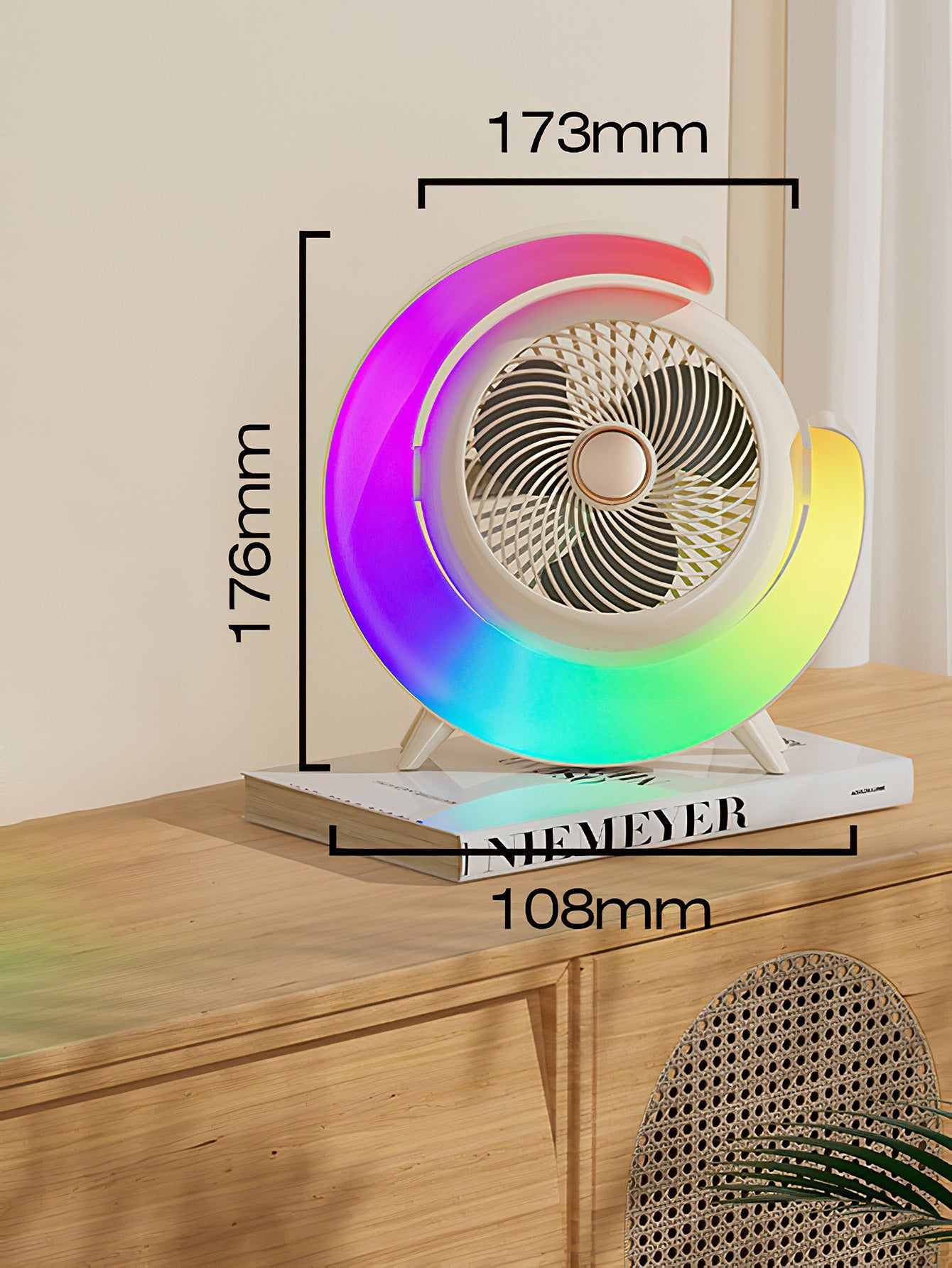 Portable USB Desktop Fan with Ambient Light - 2 Styles and 4 Colours