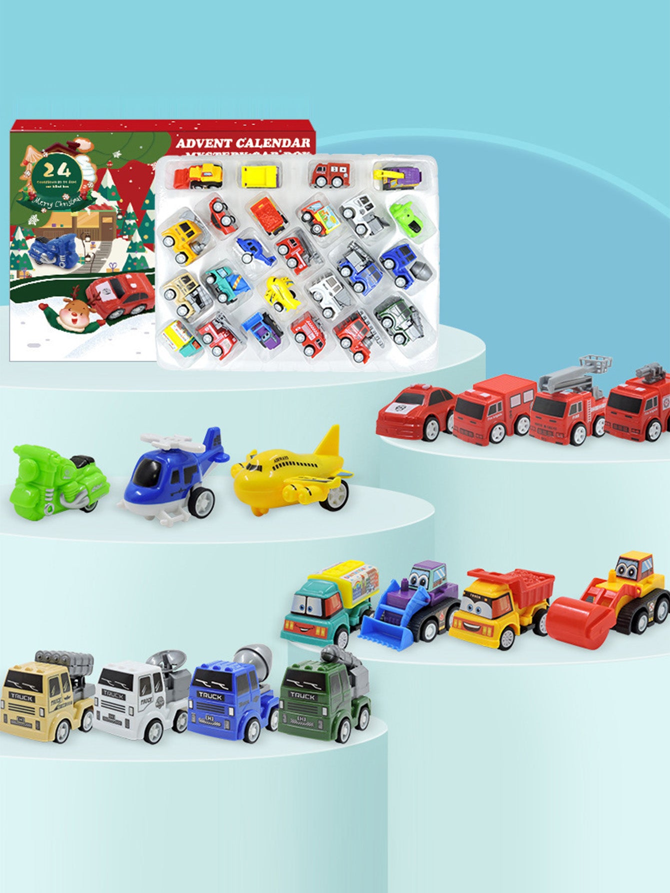 Christmas countdown boy engineering car toy