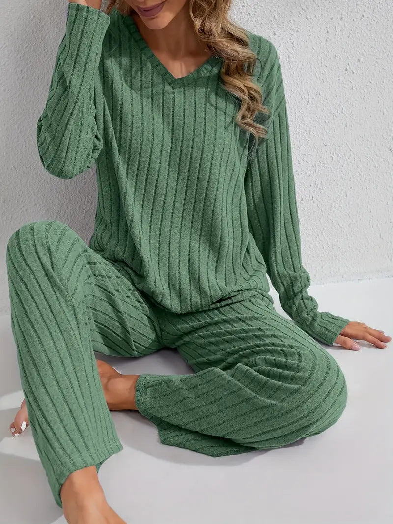 Women's Autumn/Winter Ribbed Home Wear Set