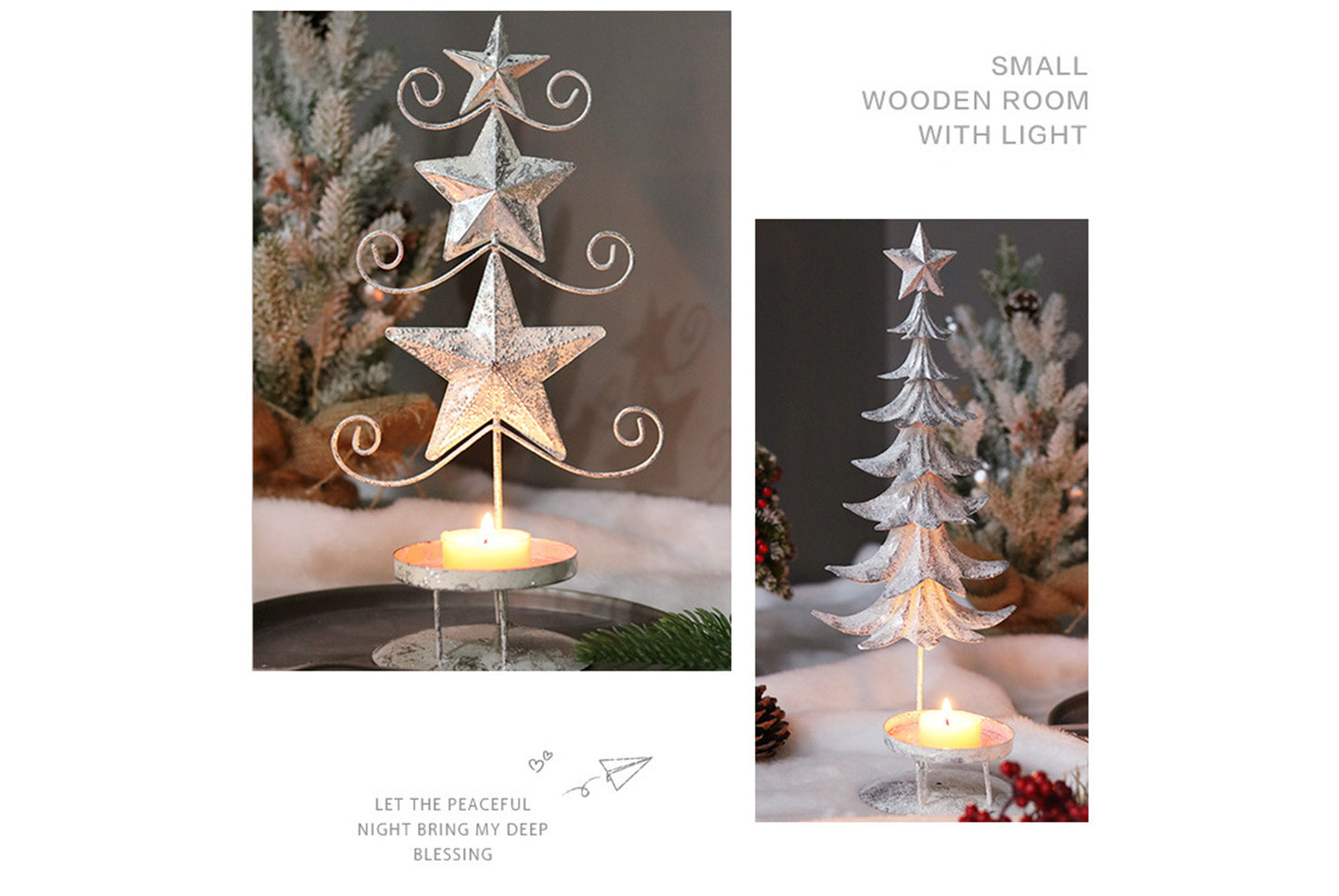 **Wrought Iron Christmas Candle Holder Ornament**