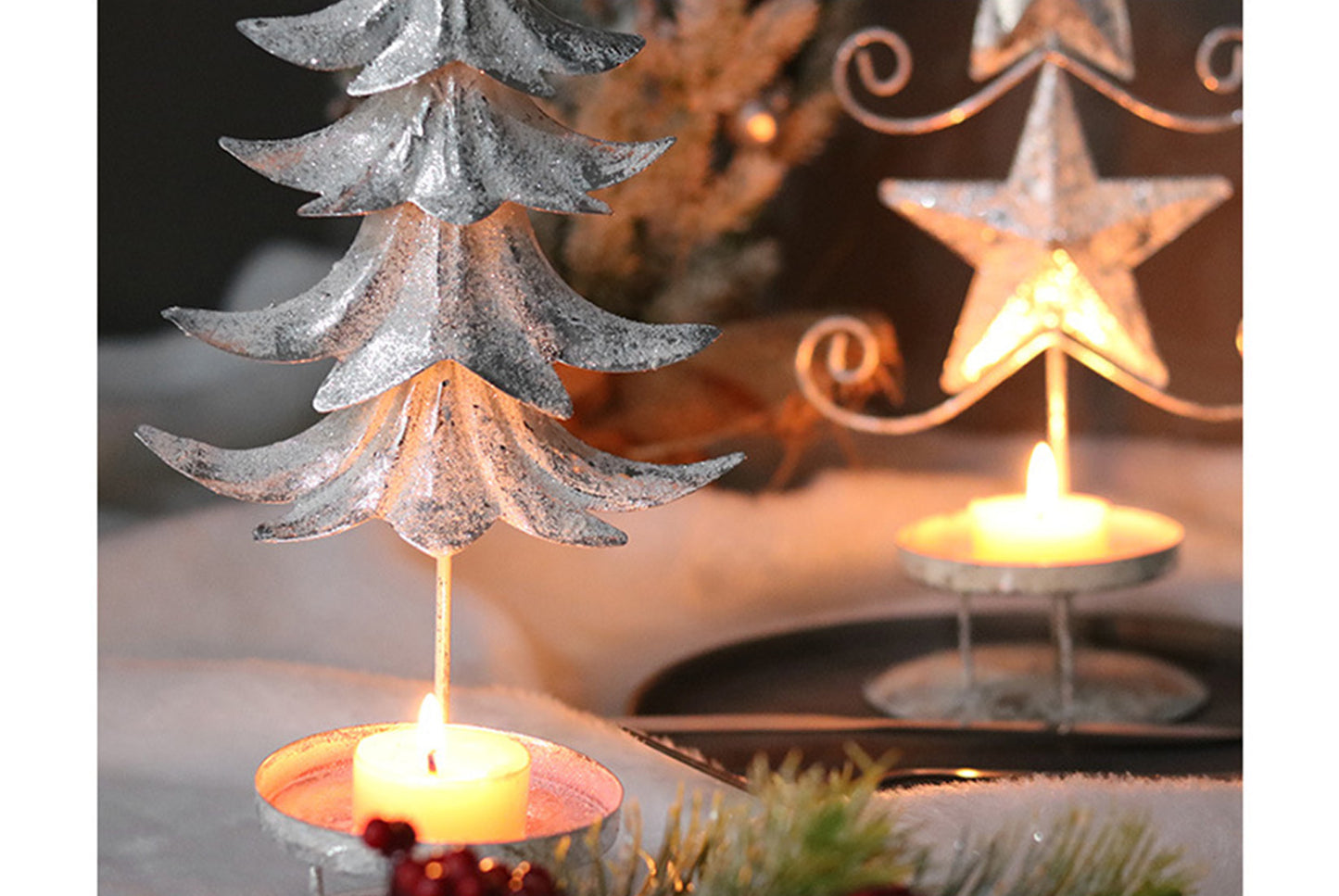 **Wrought Iron Christmas Candle Holder Ornament**