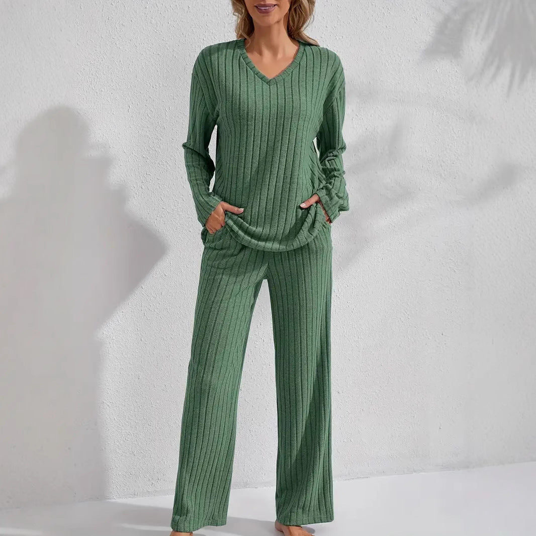 Women's Autumn/Winter Ribbed Home Wear Set