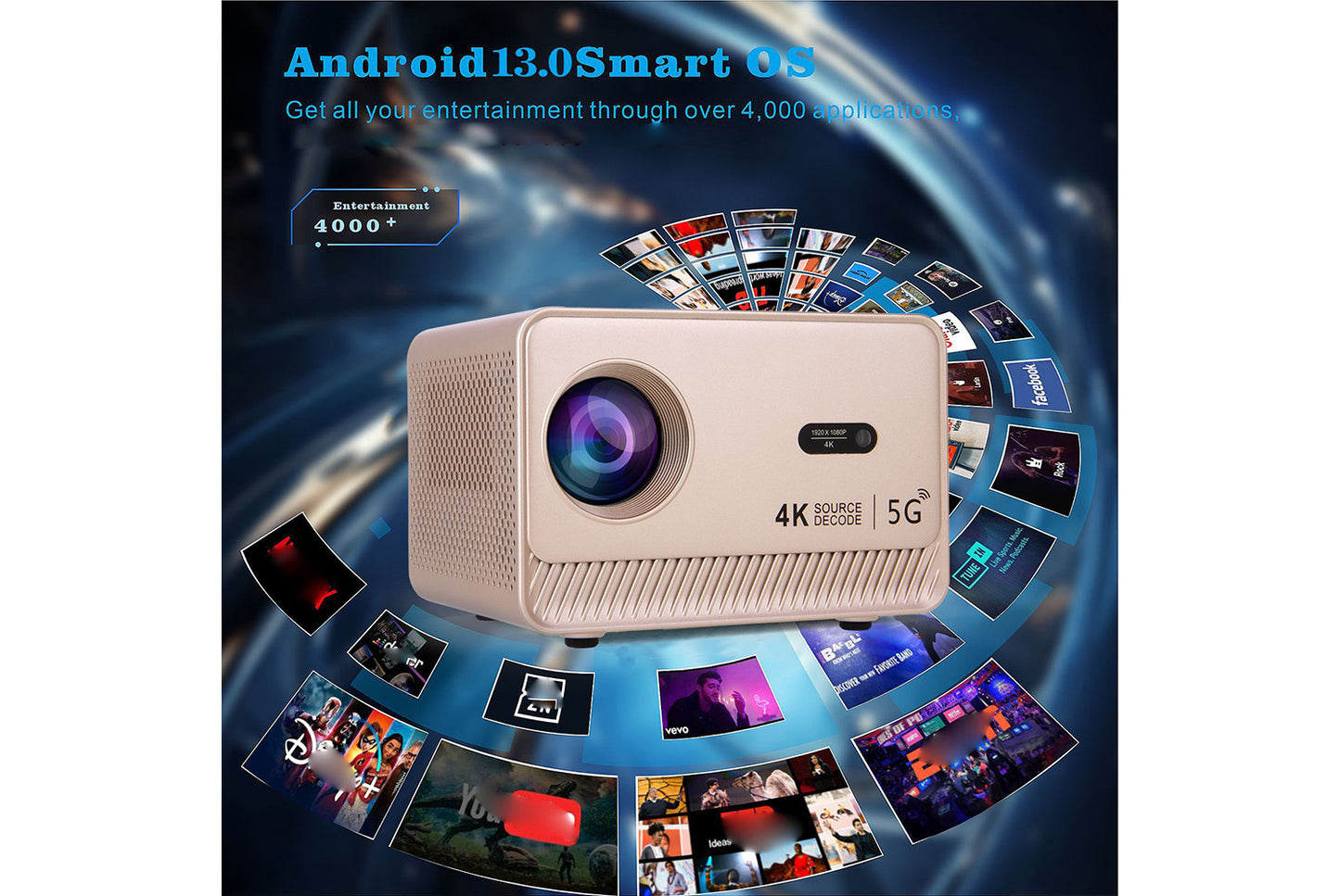**Q96 E450 Android Projector for Home and Office*(UK plug)