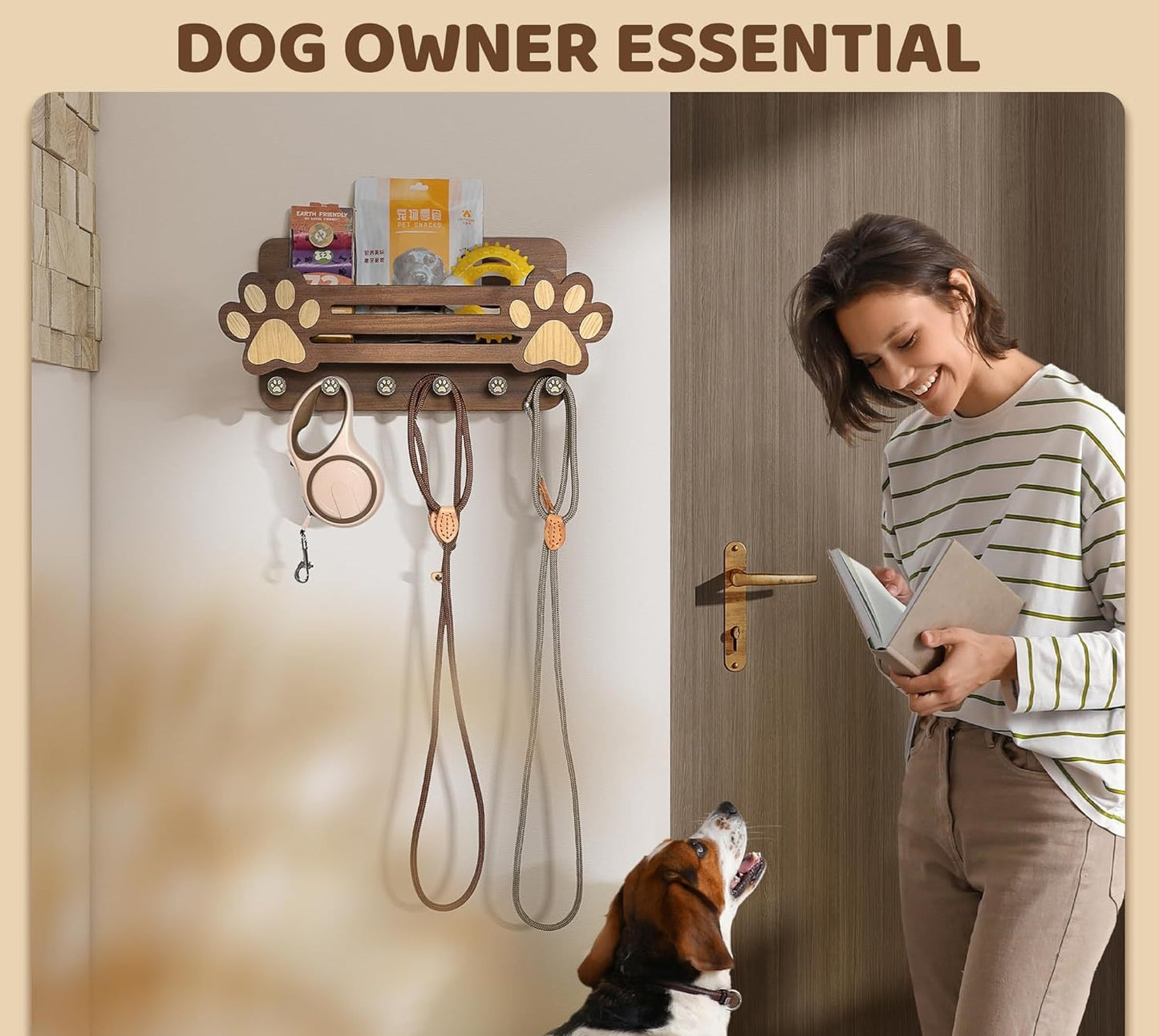 # Dog Paw Shaped Wooden Wall-Mounted Shelf