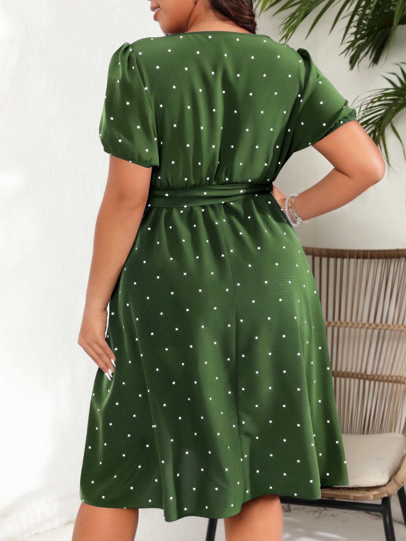 # Retro Polka Dot Square Neck Plus Size Dress