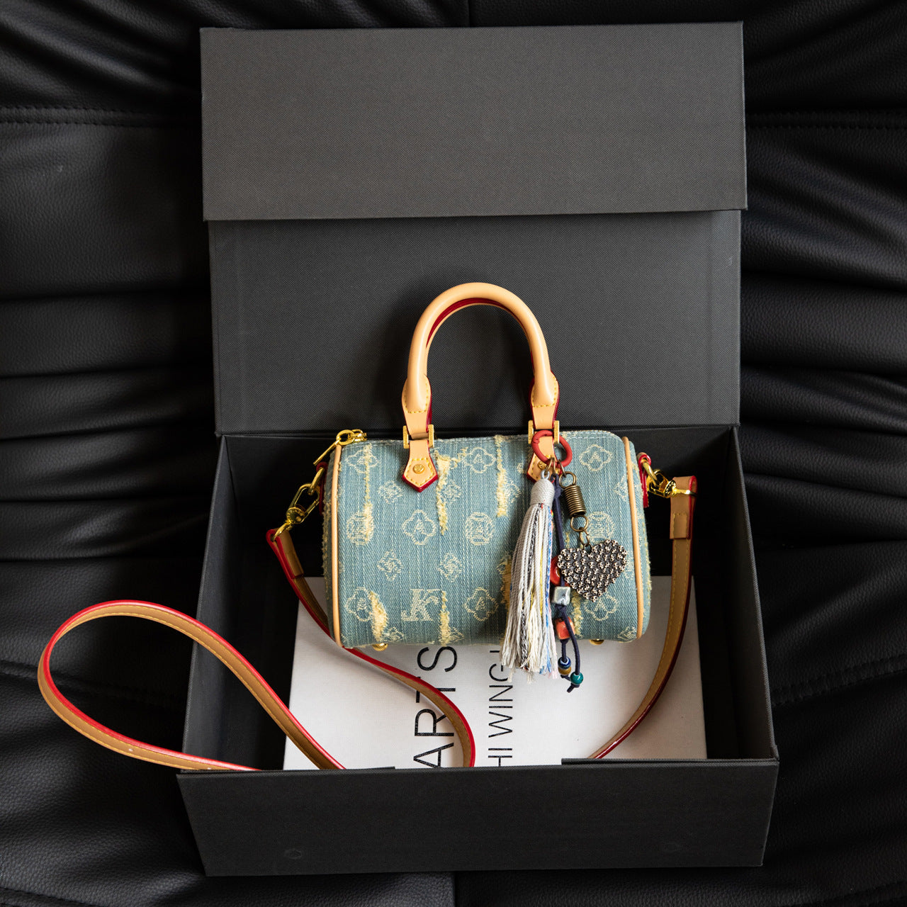 Stylish Color-Blocked Denim Crossbody Bag