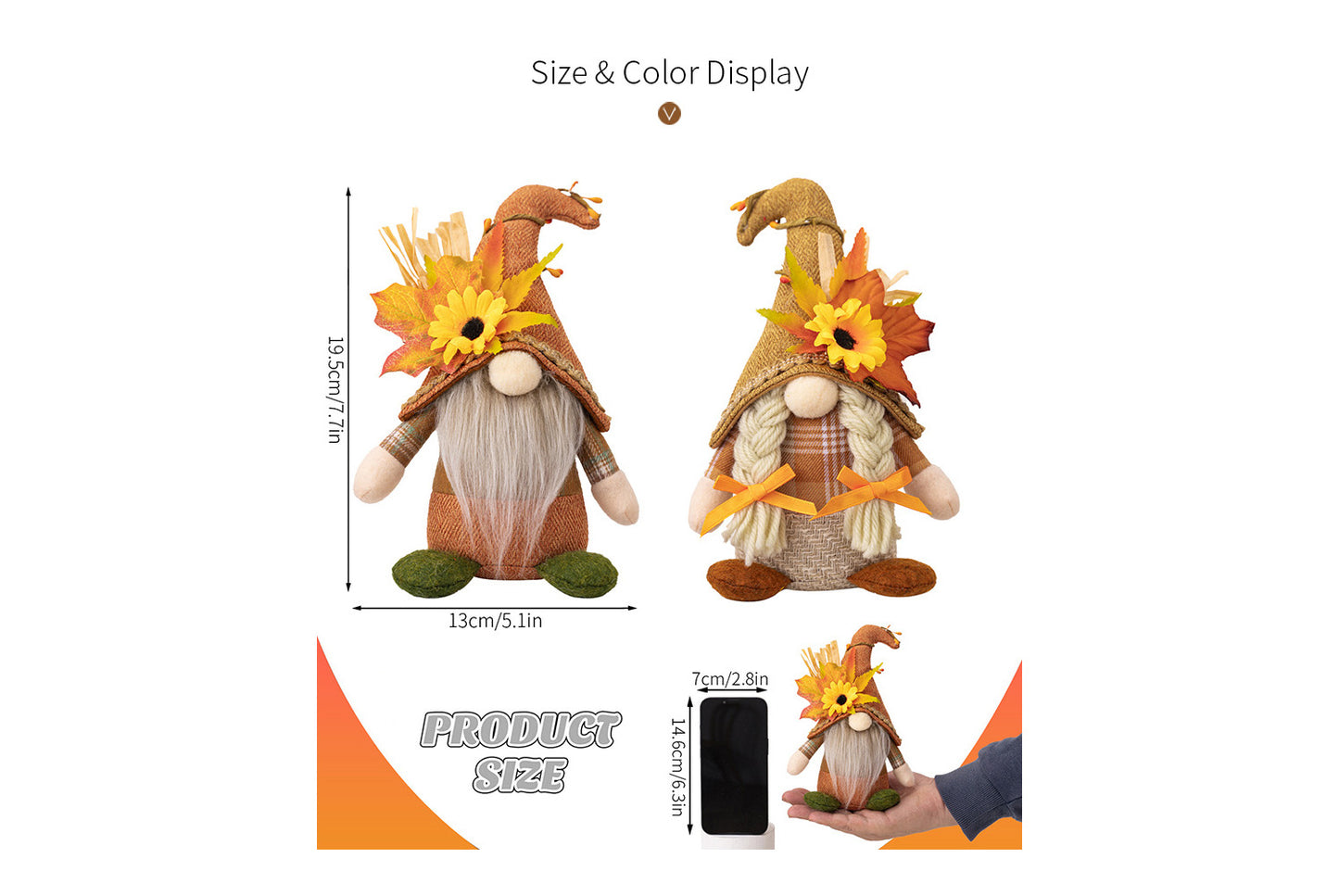 Thanksgiving Decorations, Standing Faceless Doll Gnome Figurine