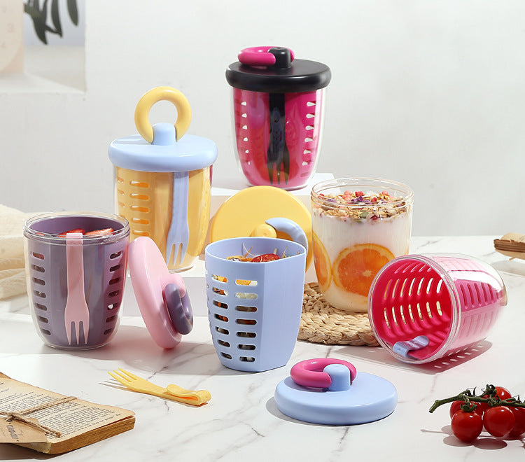 # Double-Layer Draining Portable Salad Cup