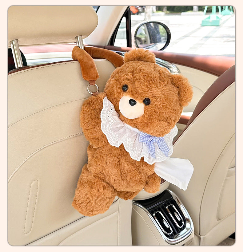 **Cartoon Plush Car Tissue Box**