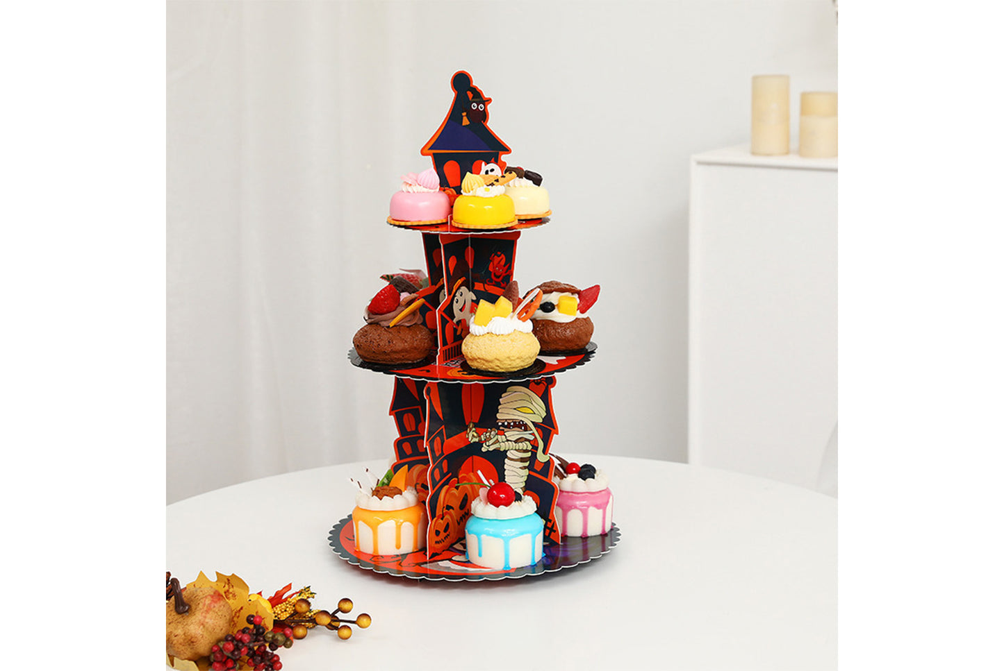 **Halloween Pumpkin Multi-Tier Cake Stand Decorative 3D Cake Tray**
