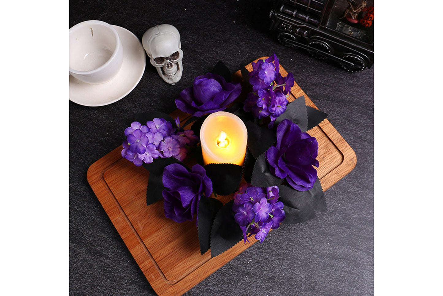 **Halloween Purple Rose Candle Garland Decoration**