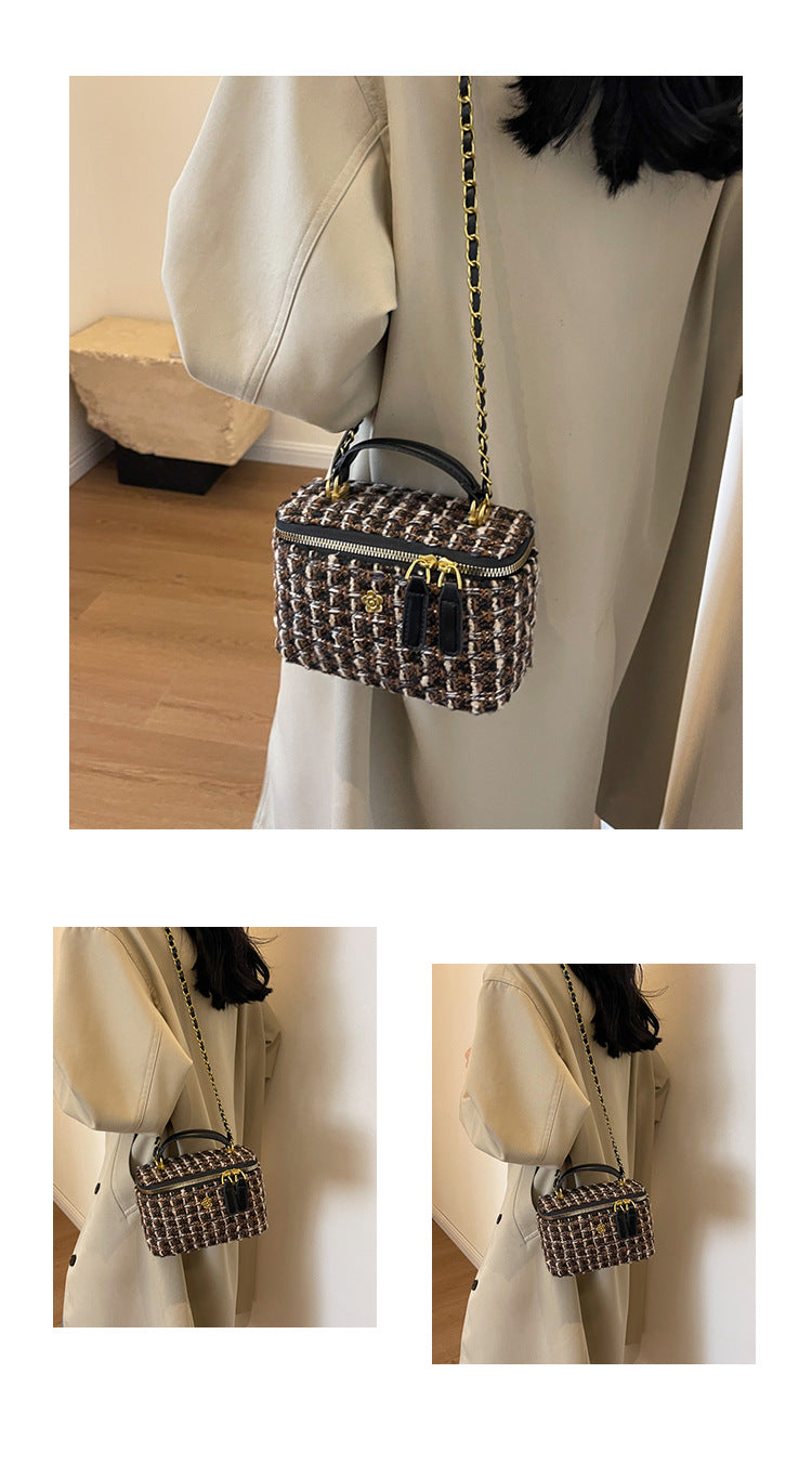**Chanel-Style Wool Chain Bag**