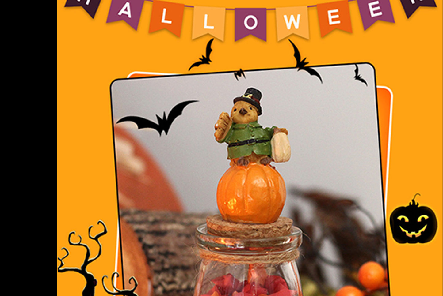 **Cute Ghost Pumpkin Resin Candy Jar Ornament**