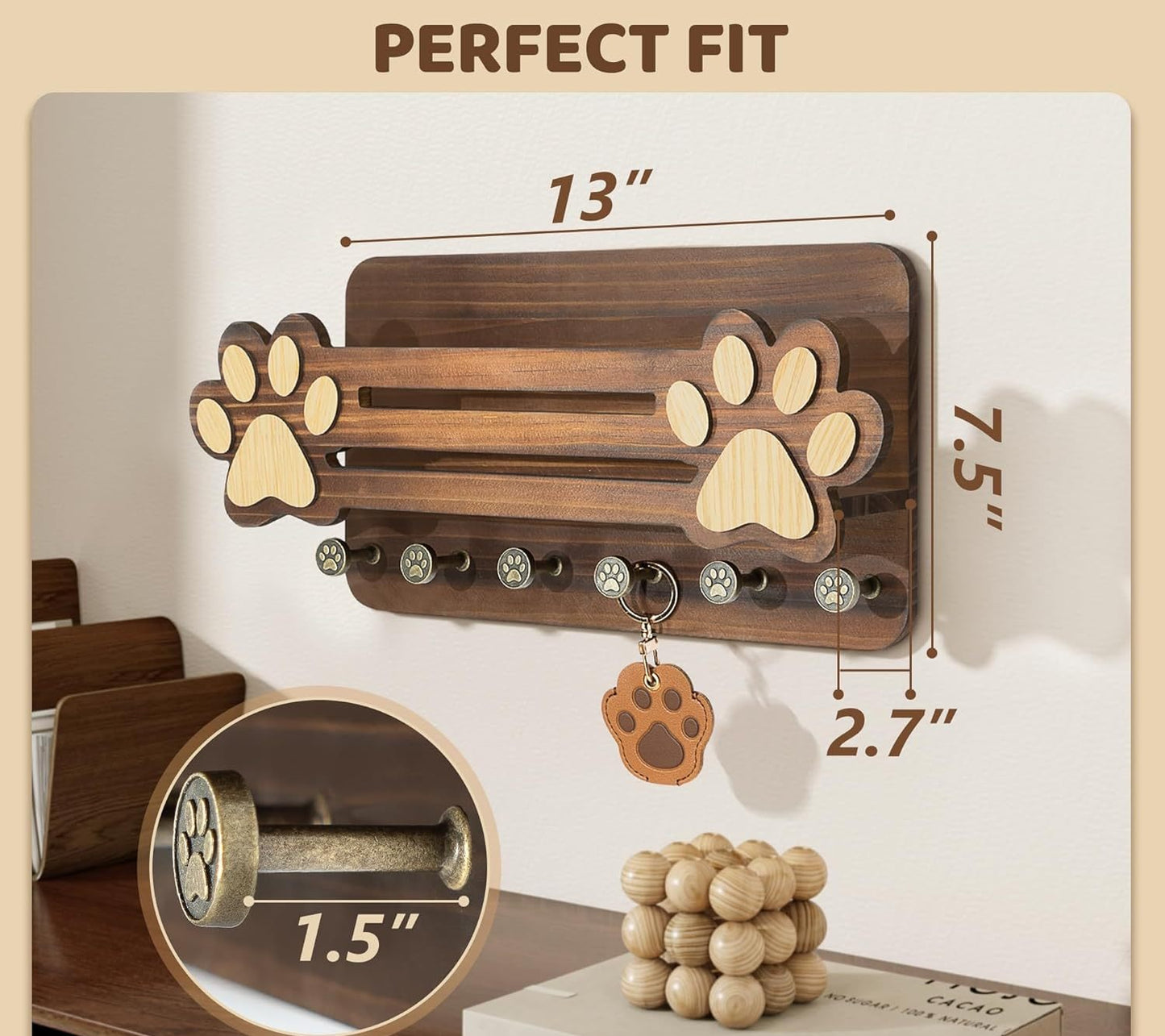 # Dog Paw Shaped Wooden Wall-Mounted Shelf