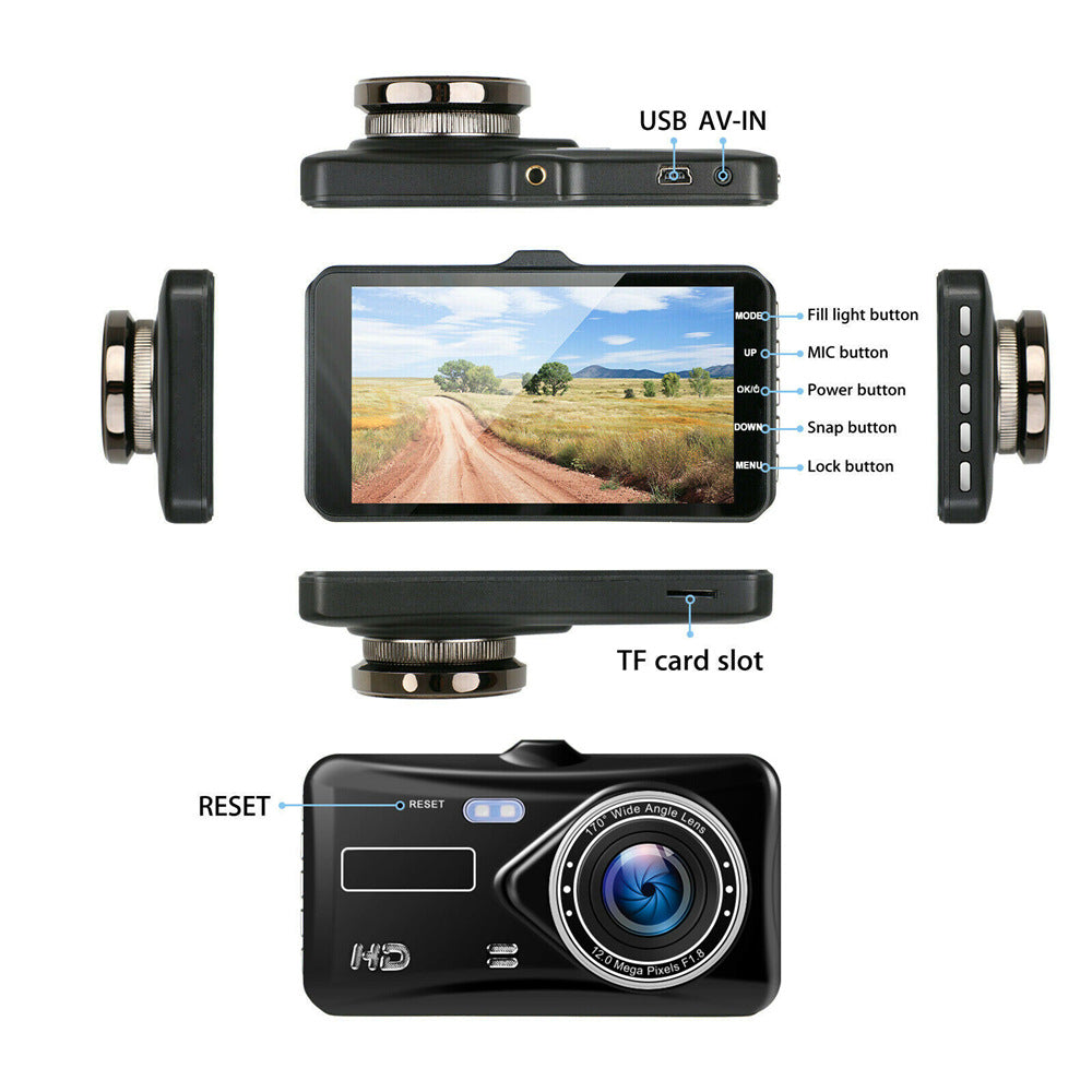 # 4-inch Touchscreen Dual-Lens HD Dash Cam