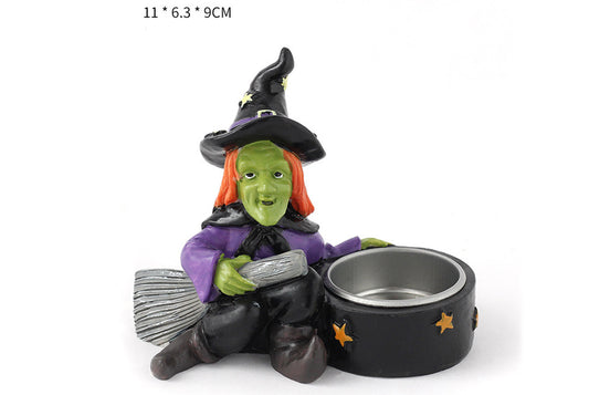 *Halloween Scary Witch Skull Candle Holder - Halloween Party Tabletop Decoration*