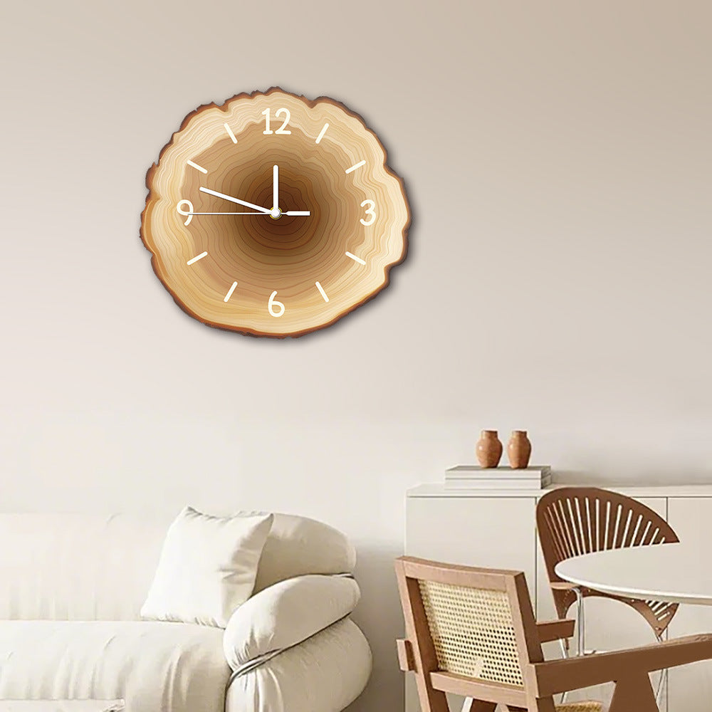 # Silent Quartz Wall Clock with Wood Grain Tree Grain Pattern