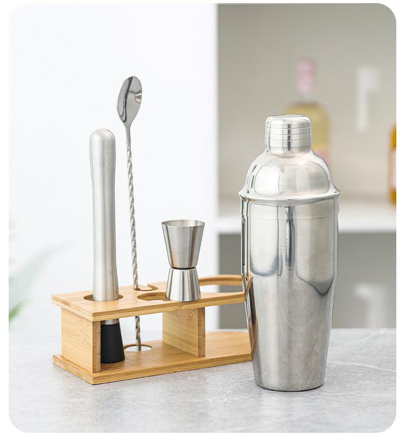 Stainless Steel Bamboo Shaker Set | 4-Piece Set