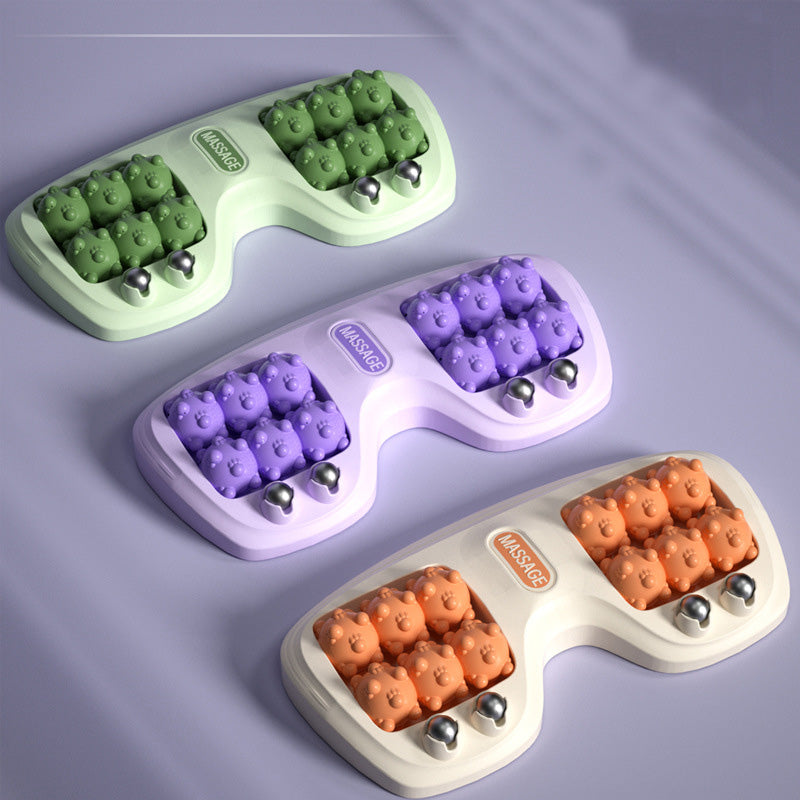 Magnetic bead four-row roller foot massager