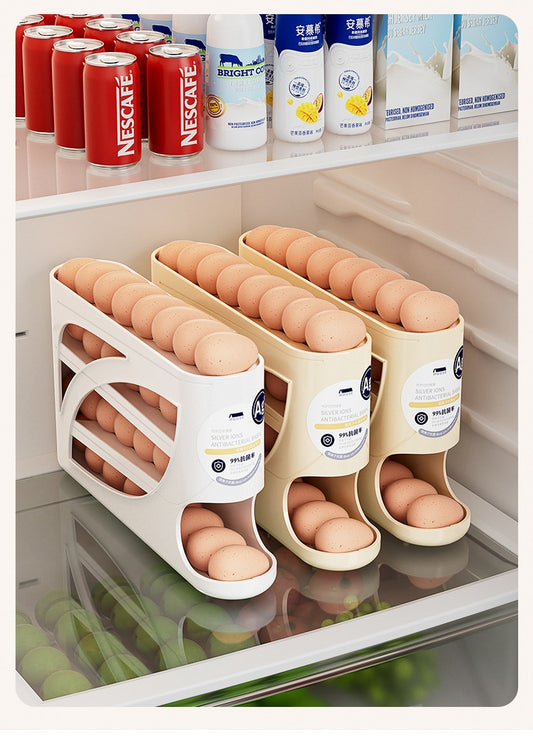 Automatic egg-rolling refrigerator egg storage box