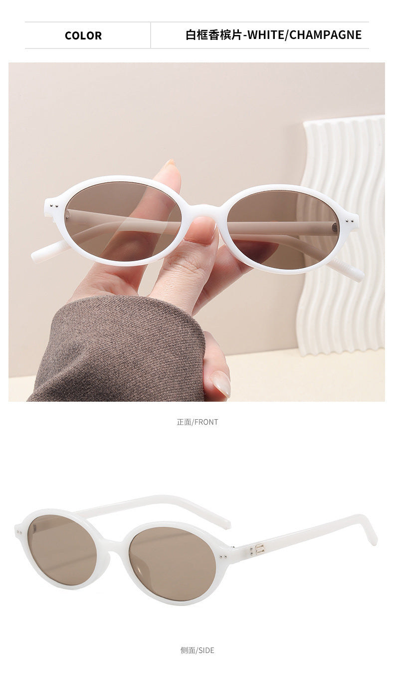 **Women's Brown Oval Frame Sunglasses with UV Protection**