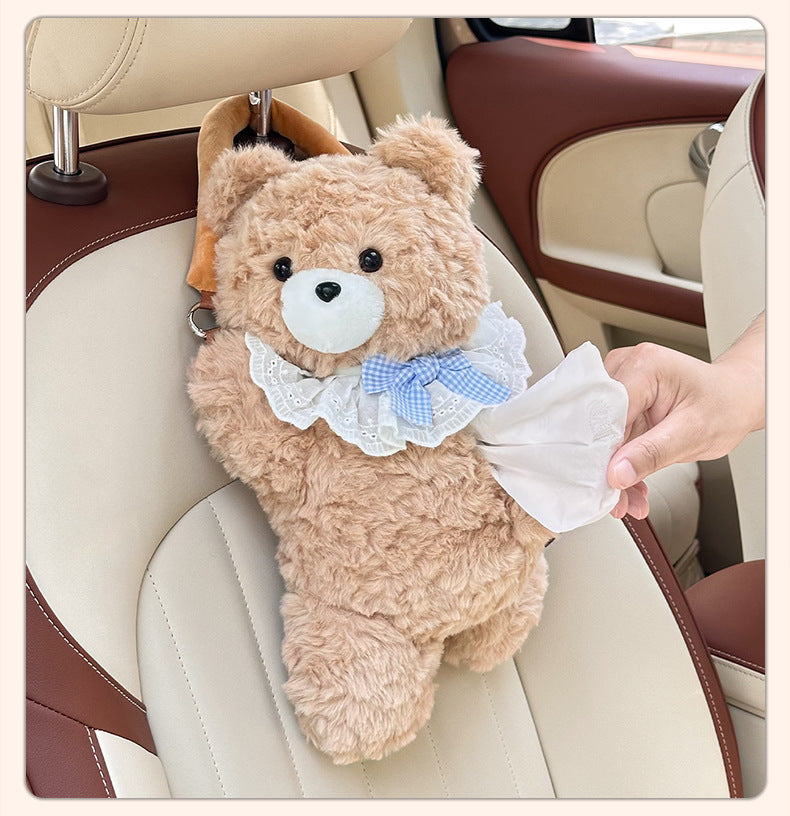 **Cartoon Plush Car Tissue Box**