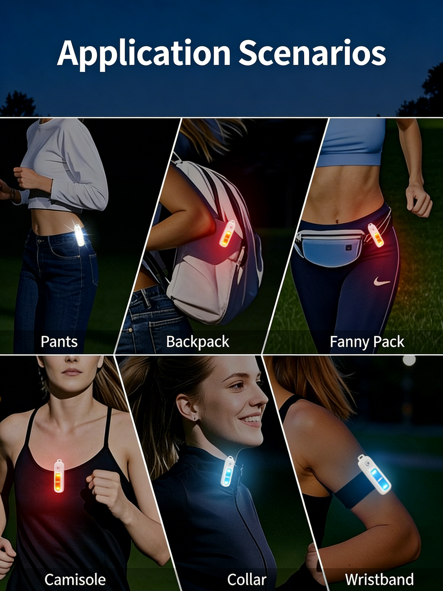 Outdoor night running tri color luminous light