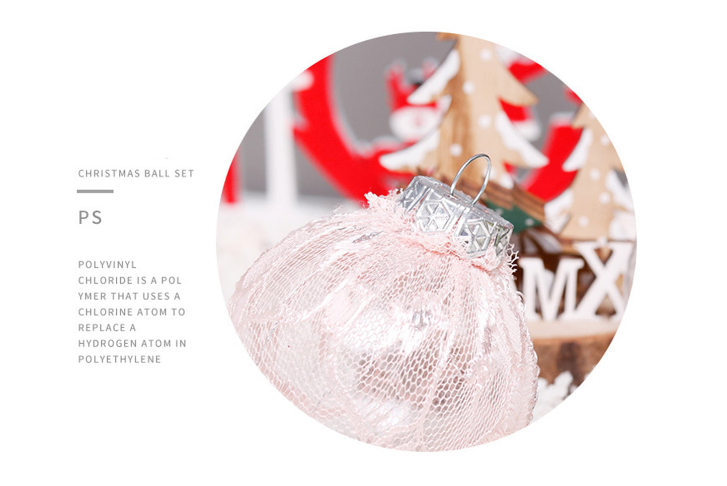 6cm Pink PET Transparent Christmas Ball Set