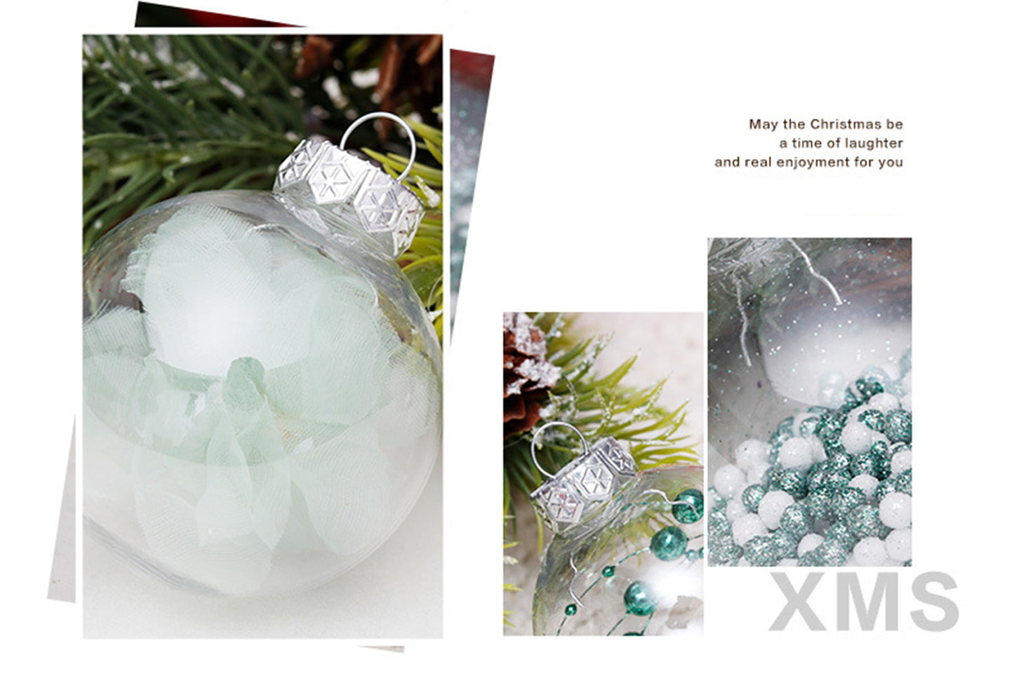 6cm Mint Green Mesh PET Christmas Ball Se