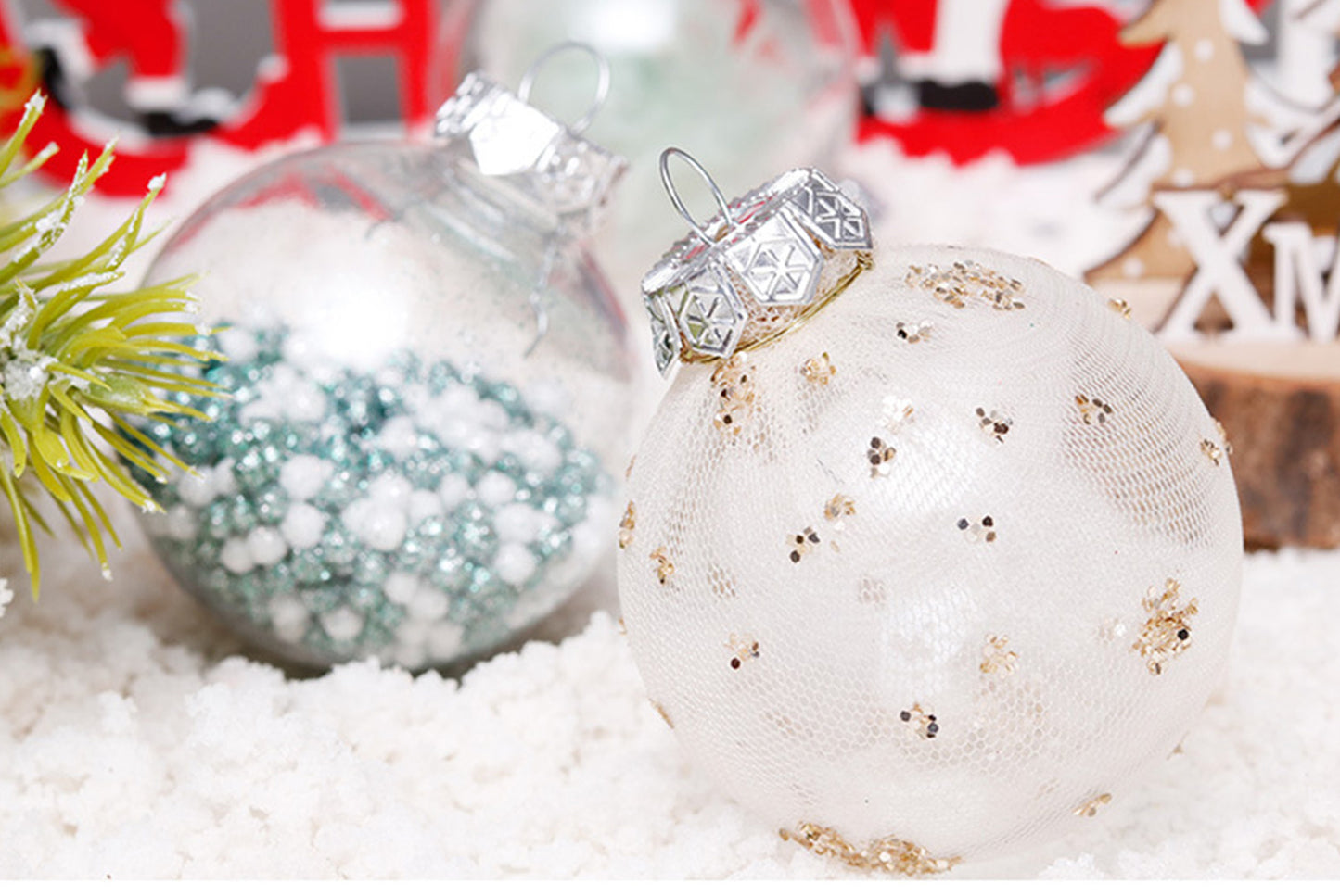 6cm Mint Green Mesh PET Christmas Ball Se