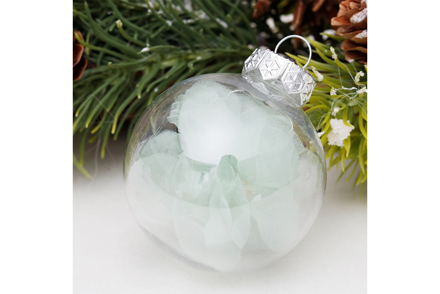 6cm Mint Green Mesh PET Christmas Ball Se