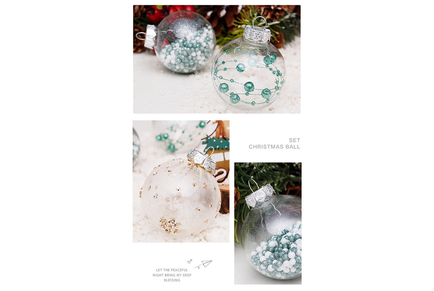 6cm Mint Green Mesh PET Christmas Ball Se