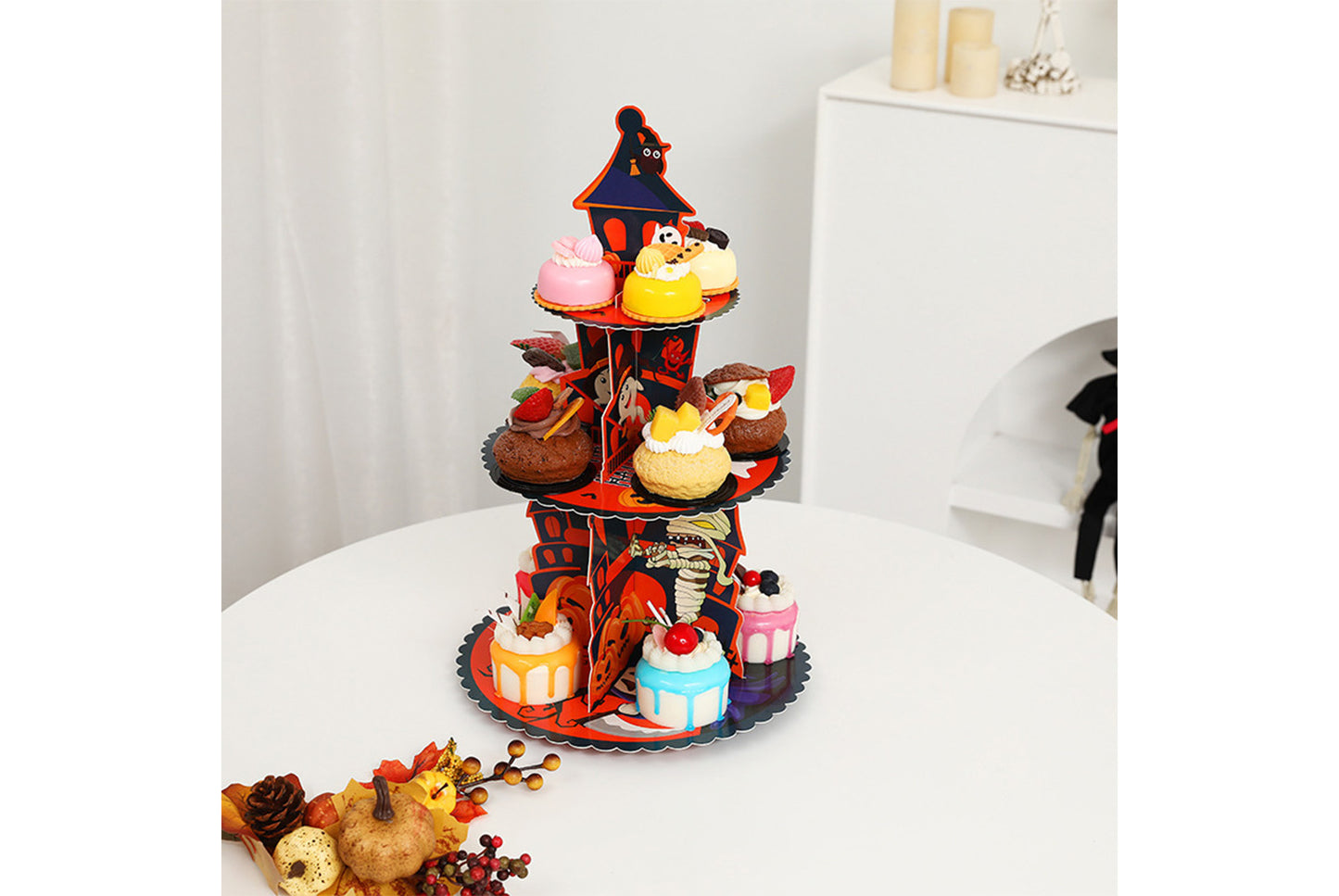 **Halloween Pumpkin Multi-Tier Cake Stand Decorative 3D Cake Tray**