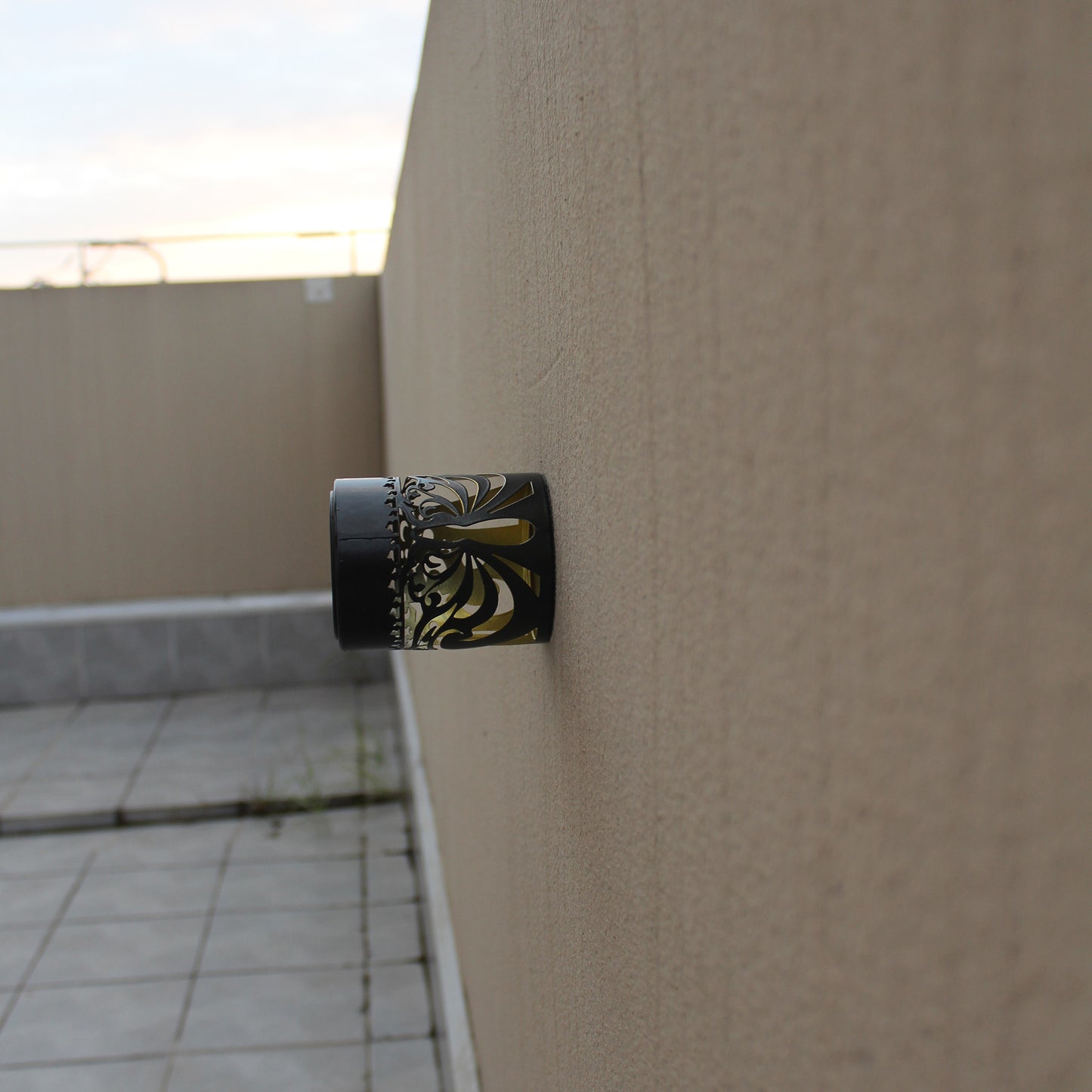 Solar-Powered Wall-Mounted Perforated Projector Light