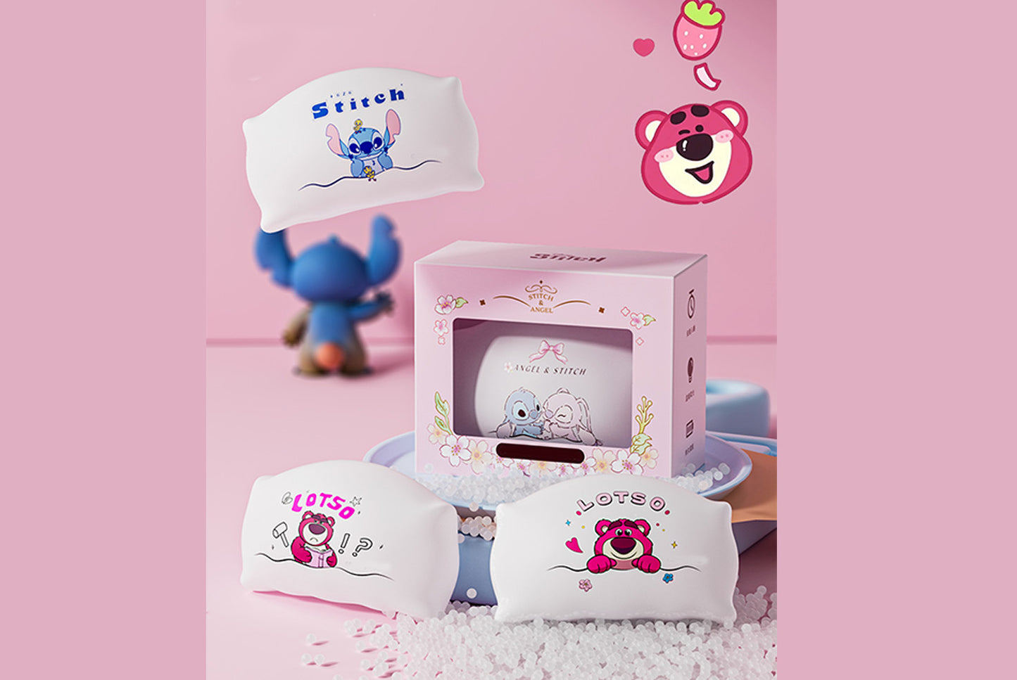 Strawberry Bear/Stitch Pillow Magnetic Night Light