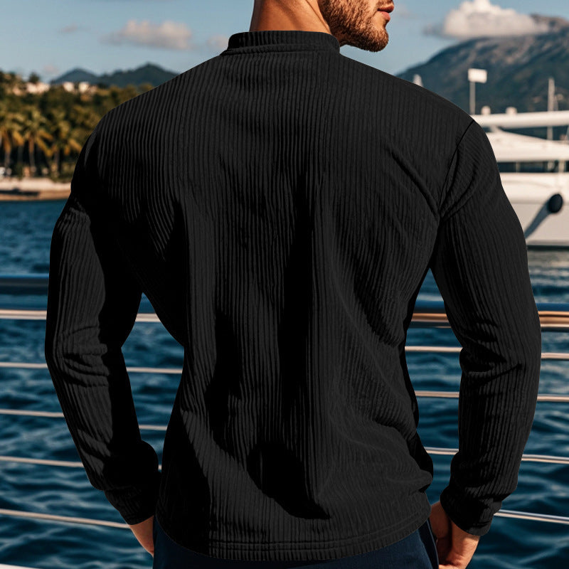 New Men's Long-Sleeve Henley Shirt