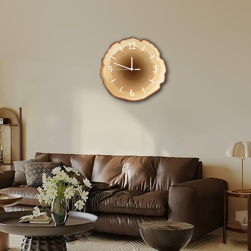 # Silent Quartz Wall Clock with Wood Grain Tree Grain Pattern