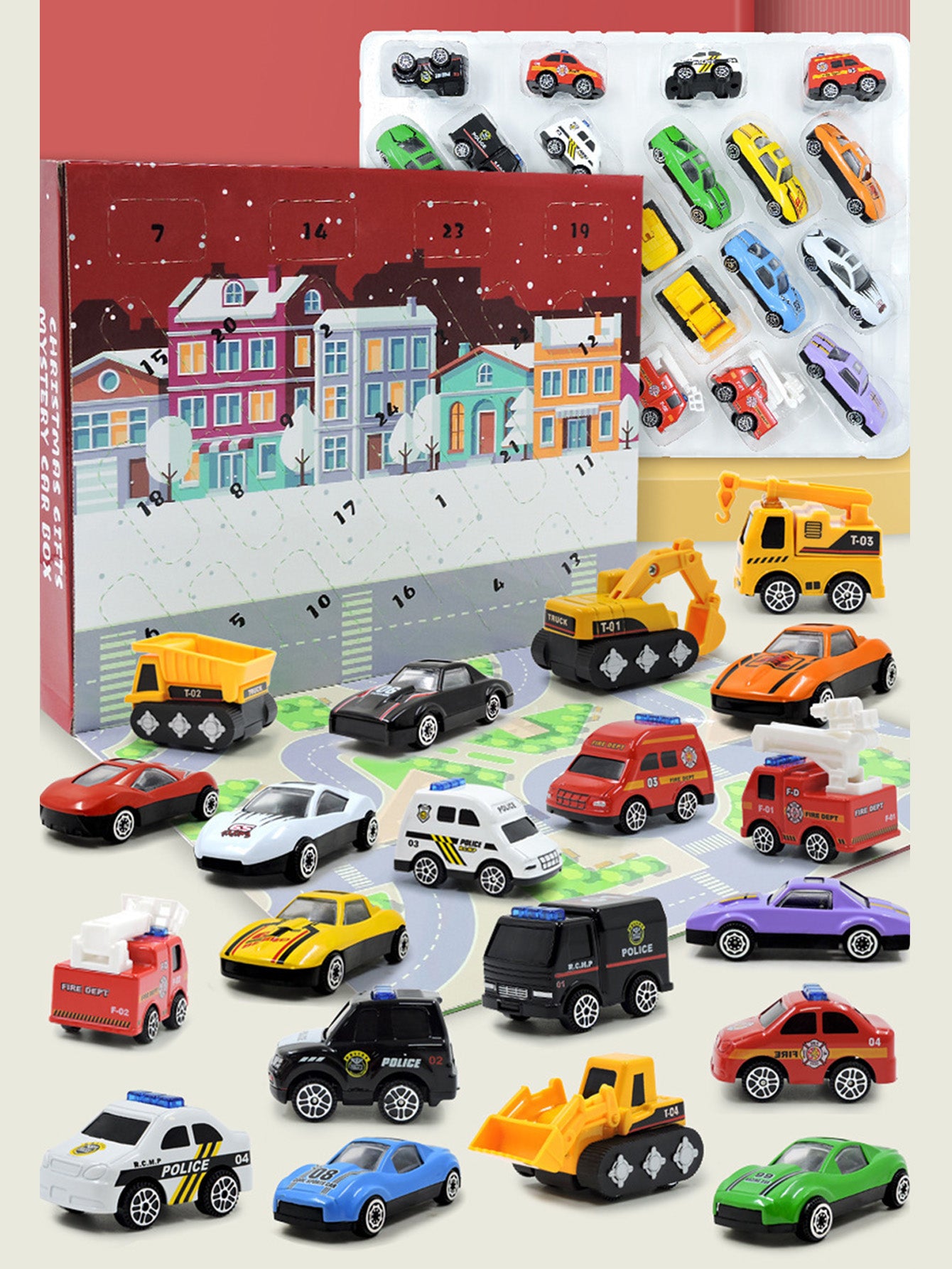 Christmas countdown boy engineering car toy