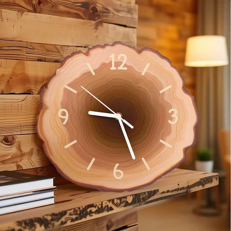 # Silent Quartz Wall Clock with Wood Grain Tree Grain Pattern
