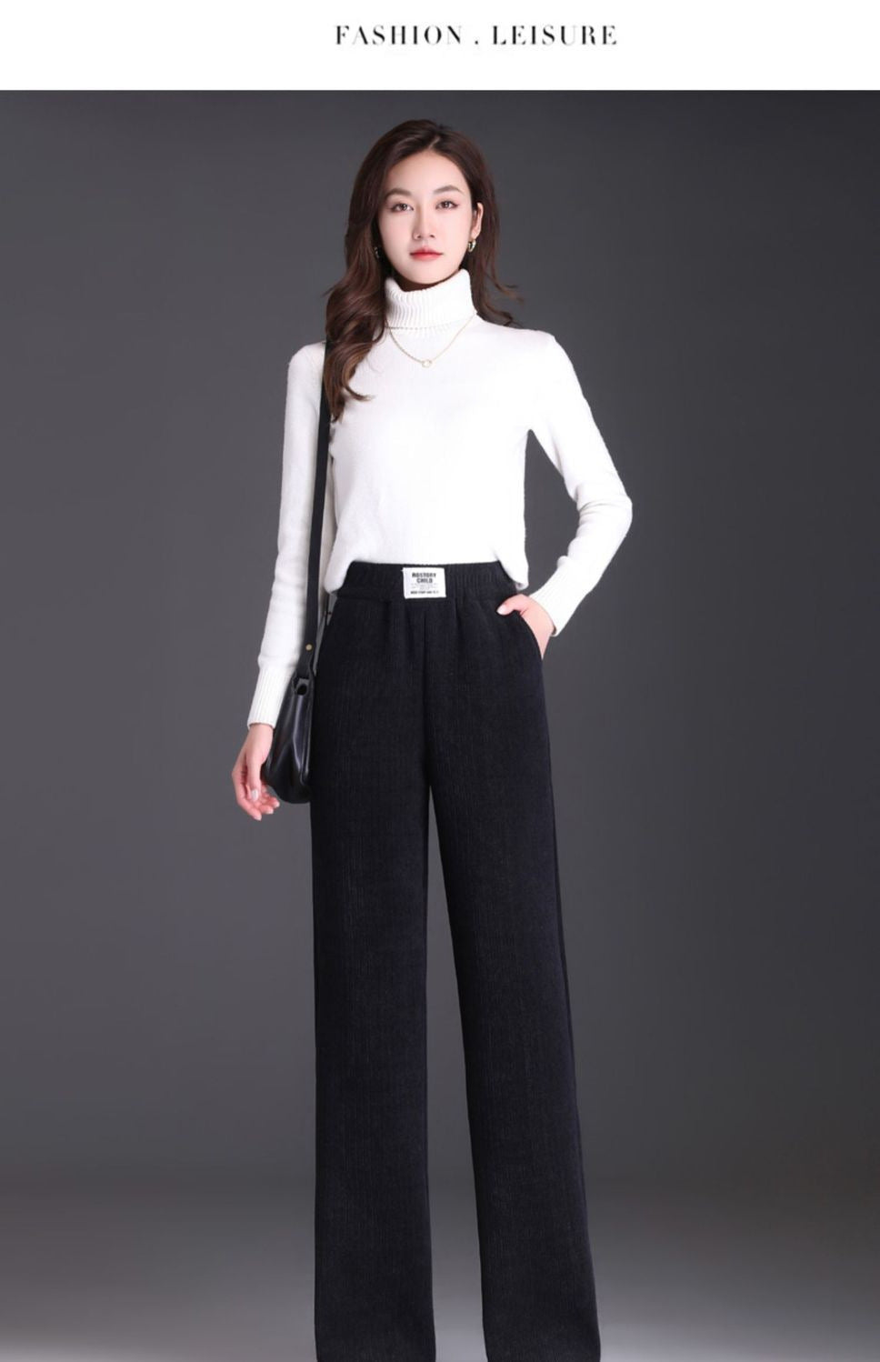 Plus Size Straight-Leg Wide-Leg Sweatpants with Lambswool Lining